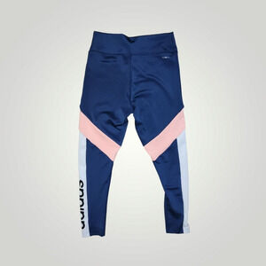 Adidas Womens Leggings Pants Blue Pink Color Block Mid Rise Stretch S